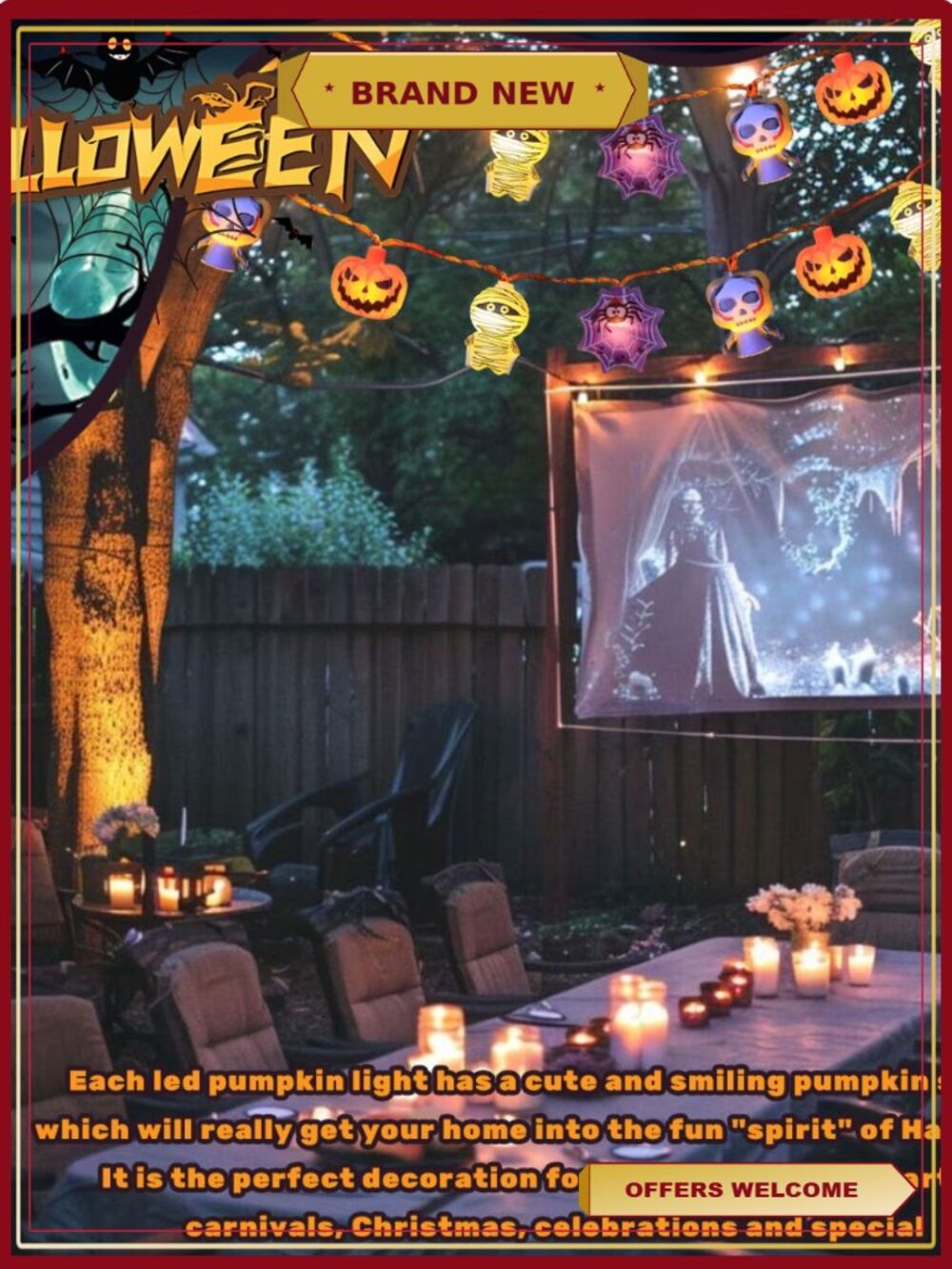 Halloween String Lights 10 ft 20 LED Battery Operated Fairy Lights - Picture 4 of 6
